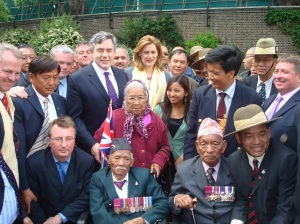 Gordon Brown, Joanna Lumley and Gurkha's united in the gardens of No. 10 Downing Street