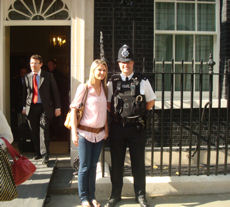 Laura outside Downing Street (Web)
